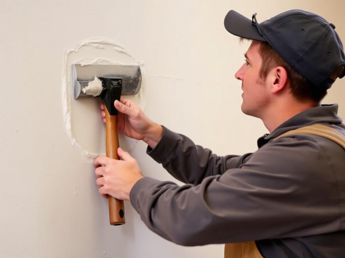 Plasterer applying bonding plaster
